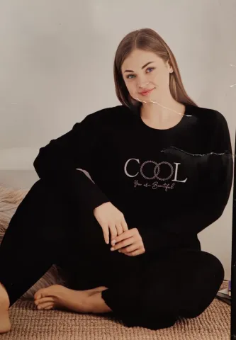 Pijama damă mărime mare plisată – culoare Negru