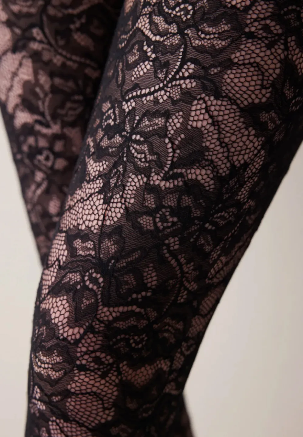 Colanți damă Penti Negru, dantelă transparent - 2