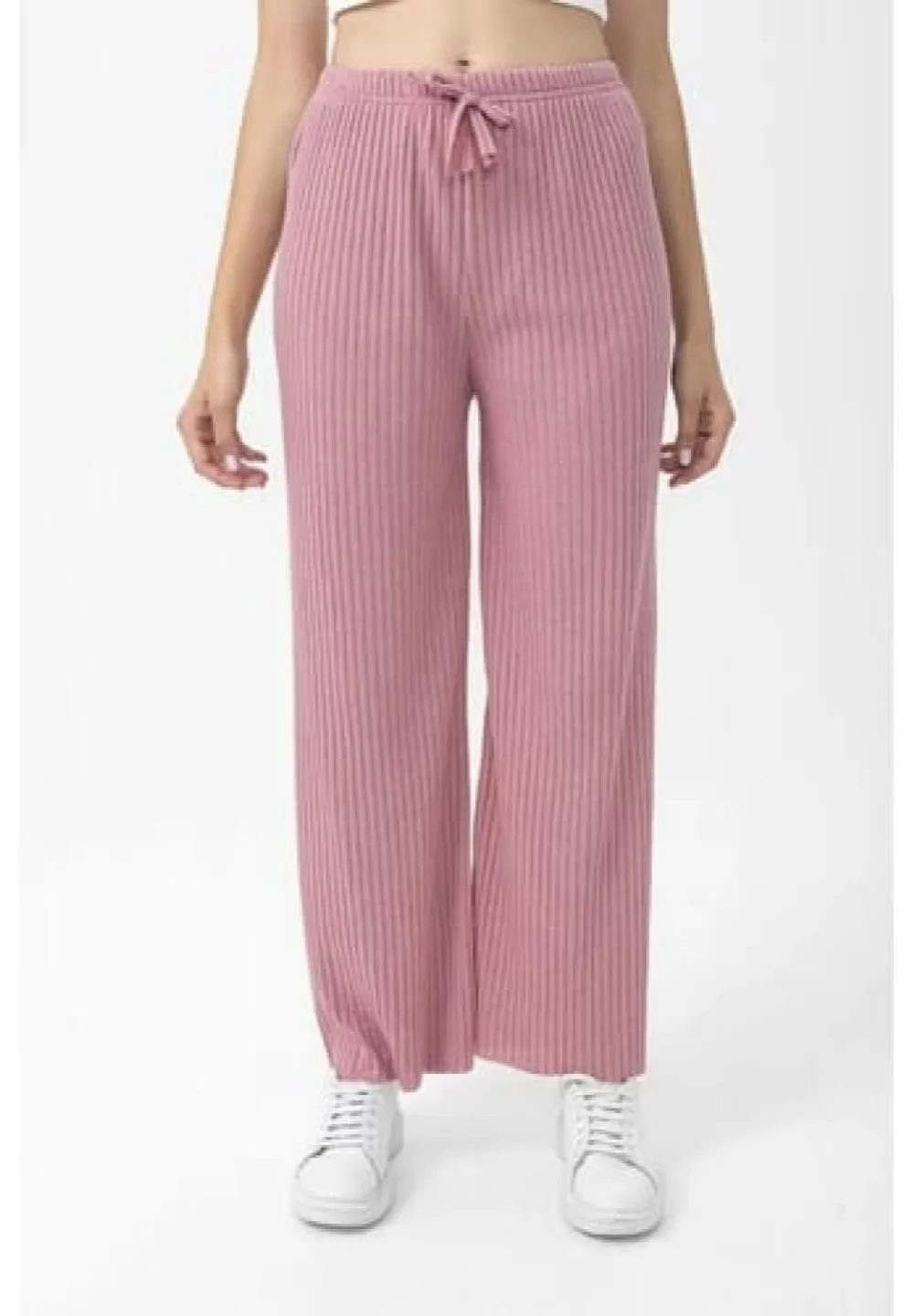 Pantalon Plisat damă lungi Roz - 2