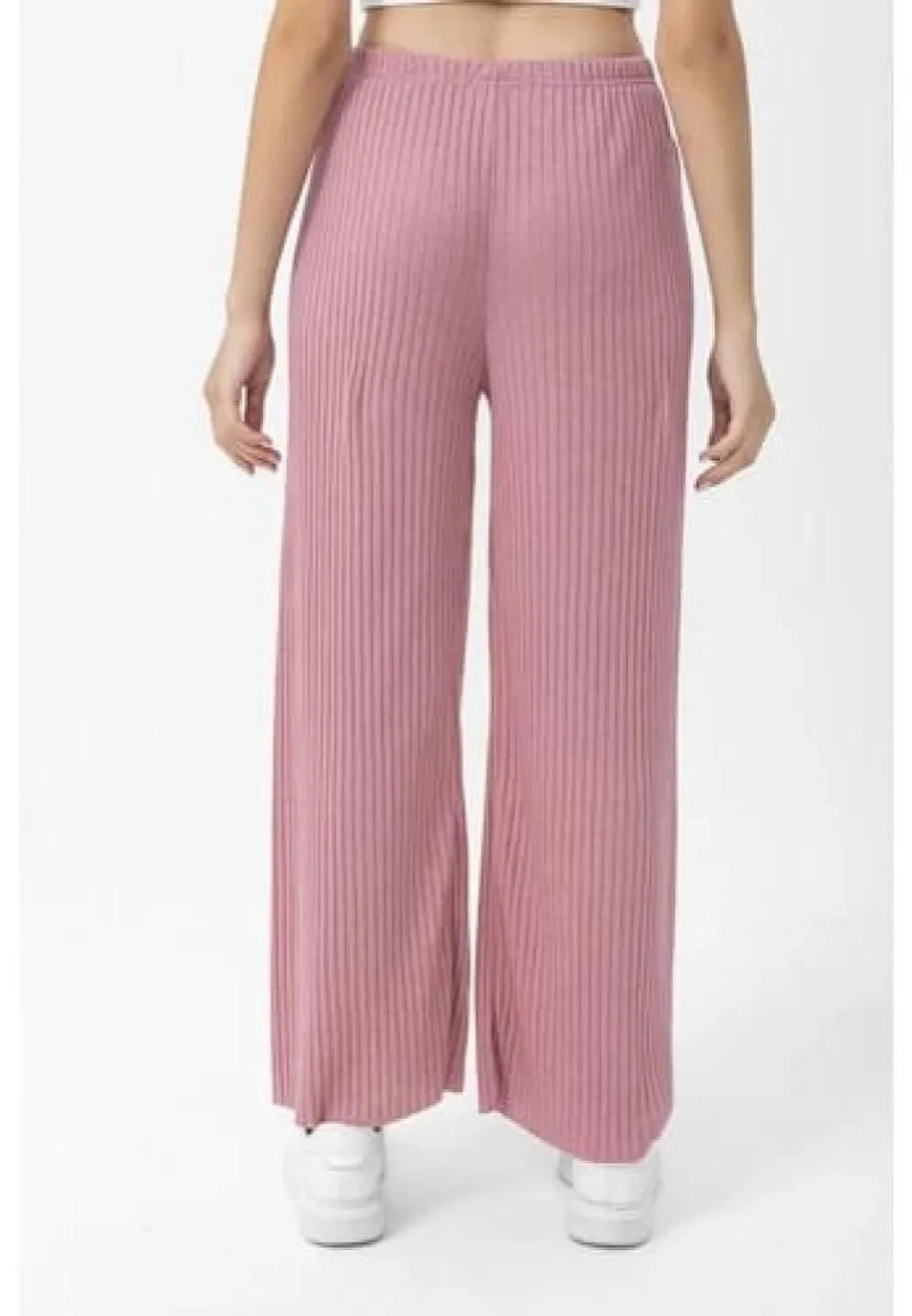 Pantalon Plisat damă lungi Roz - 3