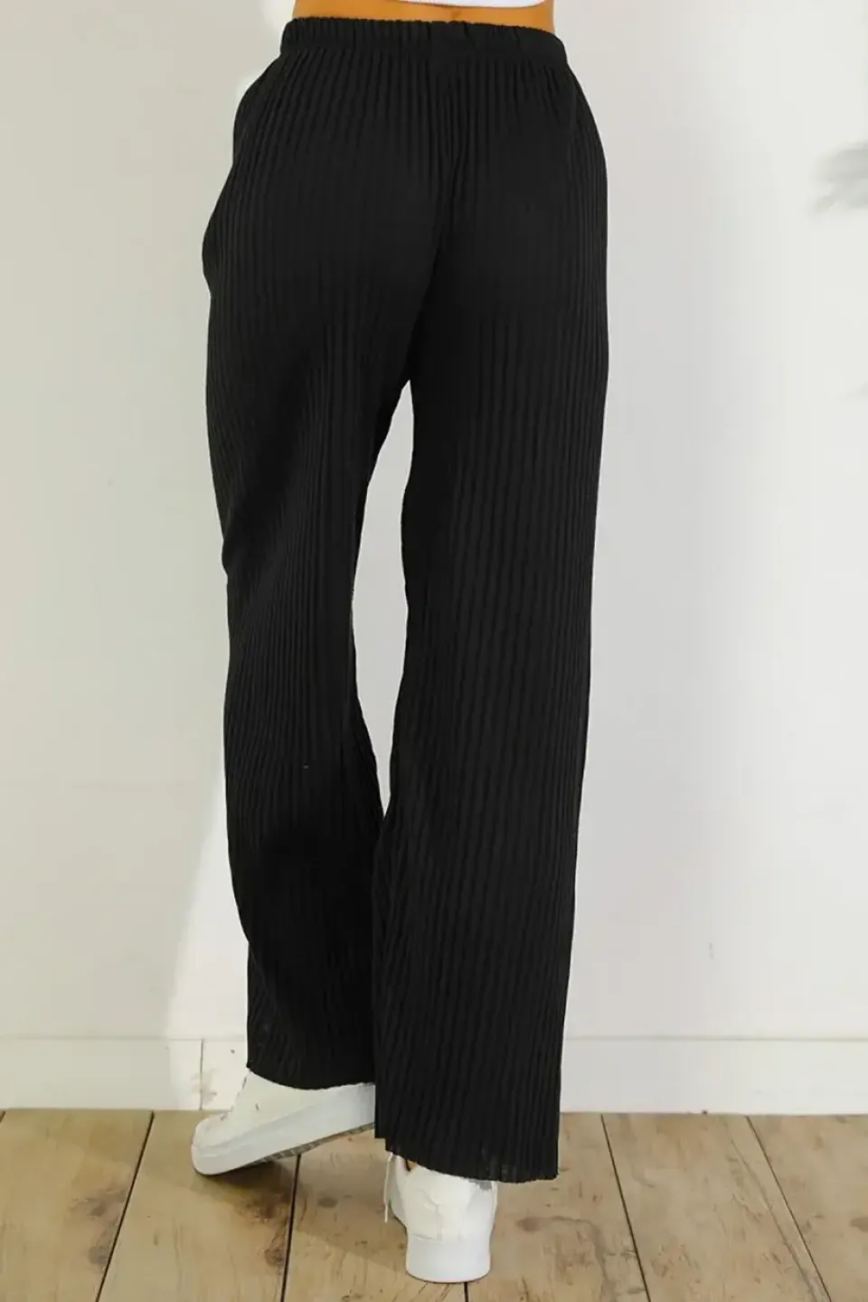 Pantalon Plisat damă lungi Negru - 2