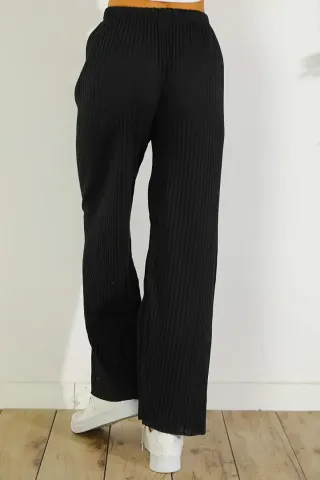 Pantalon Plisat damă lungi Negru hover