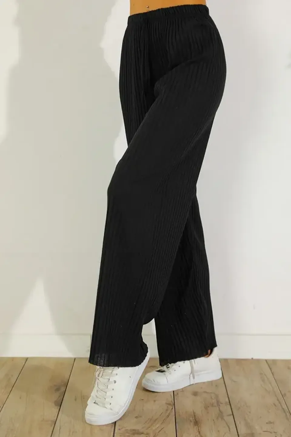 Pantalon Plisat damă lungi Negru - 3