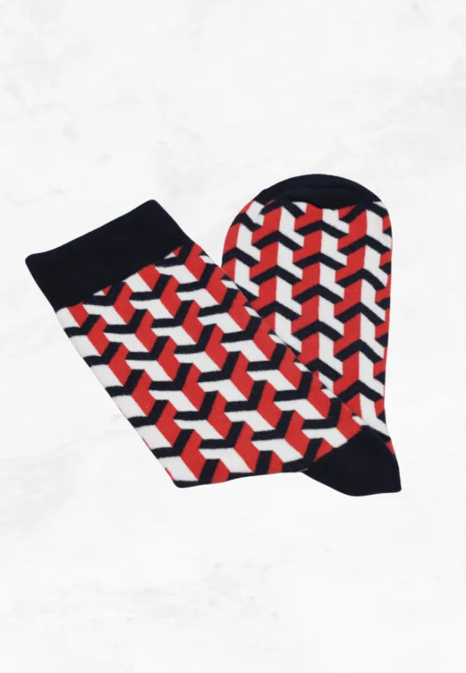 Șosete Bărbați cu Carouri Roșii – Model Vesel, Fără Cusătură