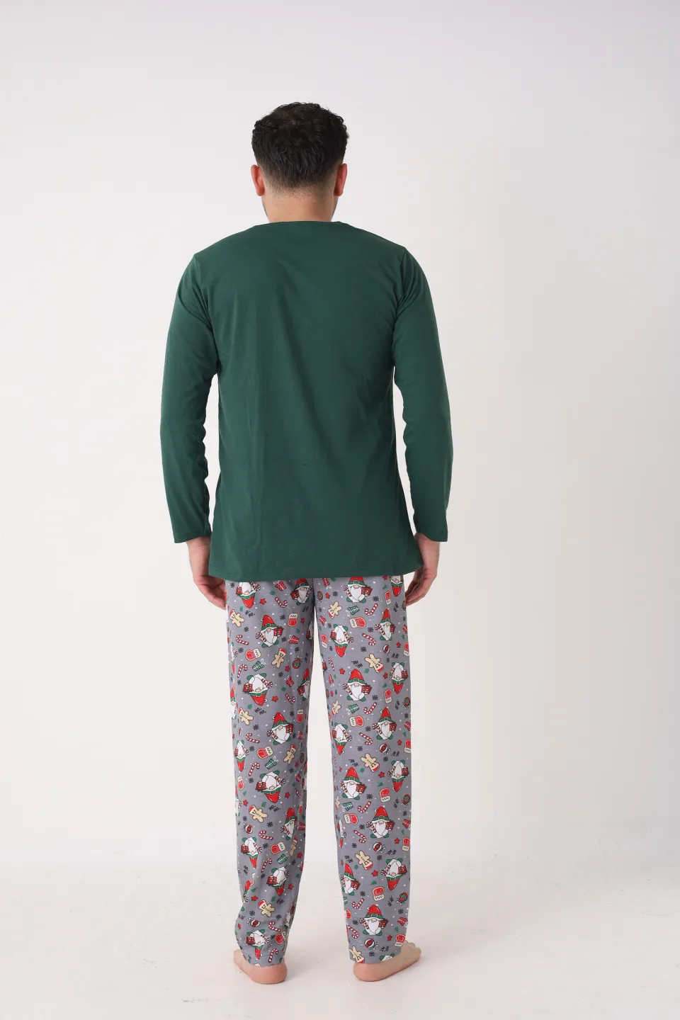Pijama bărbat verde de Crăciun cu modele tematice - 3