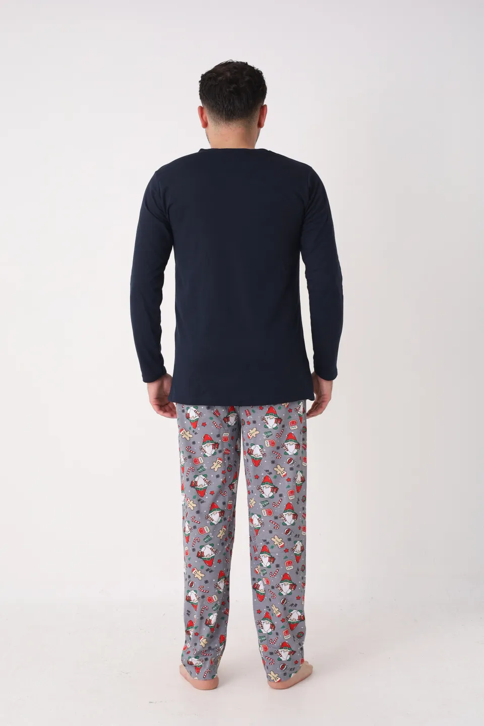 Pijama bărbat bleumarin de Crăciun cu modele tematice - 3