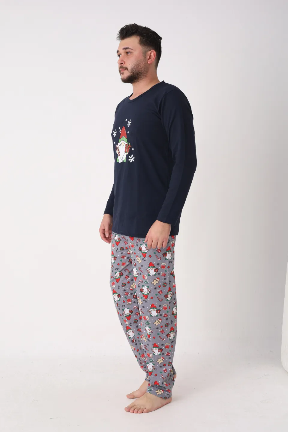 Pijama bărbat bleumarin de Crăciun cu modele tematice - 4