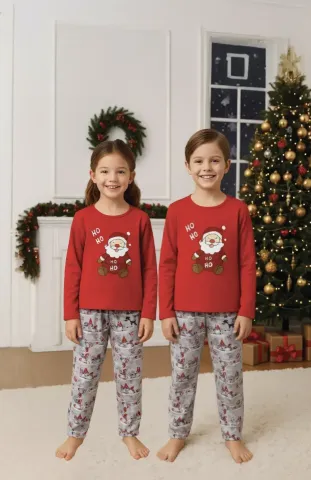 Pijamă Copii de Crăciun Roșie cu Moș Crăciun