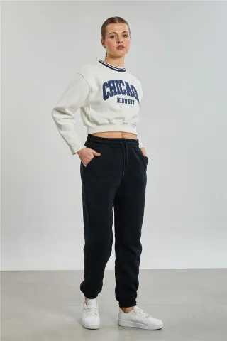 Pantalon de trening damă negru, cu buzunare