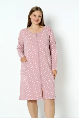 Halat damă cu fermuar, model buline roz