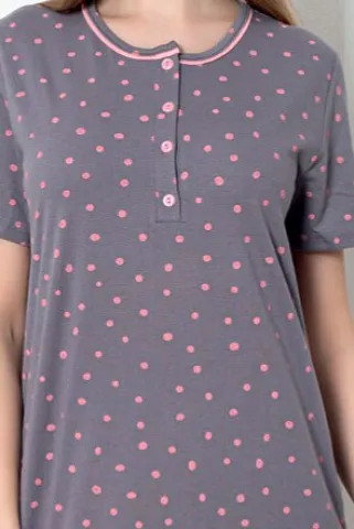 Cămașă de noapte damă, mânecă scurtă, cu buline hover