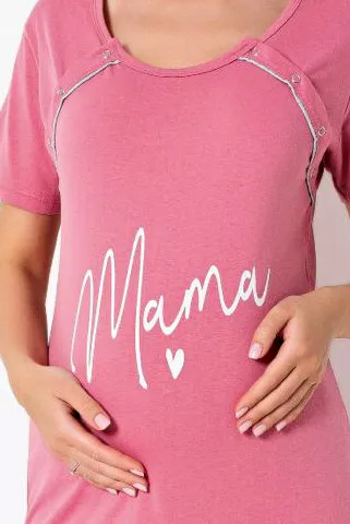 Cămașă de noapte gravide, mânecă scurtă, model cu mama hover