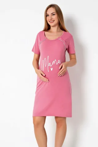 Cămașă de noapte gravide, mânecă scurtă, model cu mama